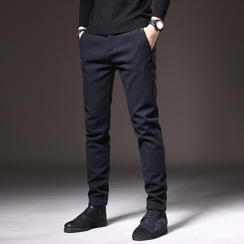 Men's Casual Pants Autumn and Winter Thickened